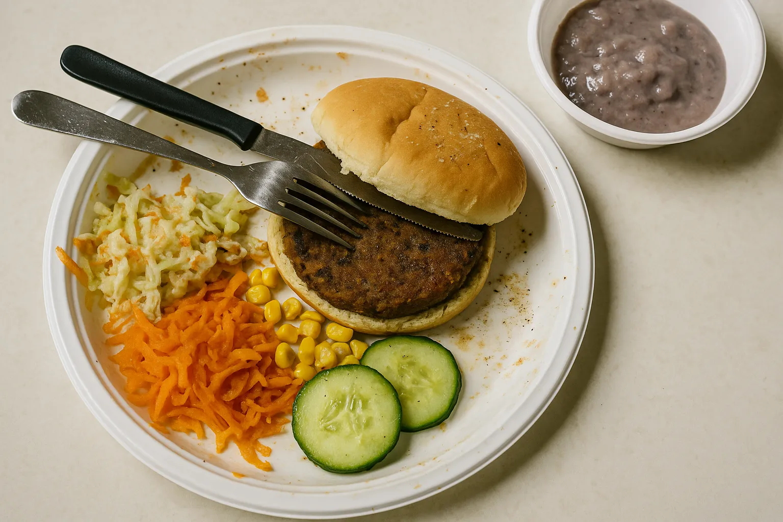 Bild på Vegoburgare med tillbehör, råkost