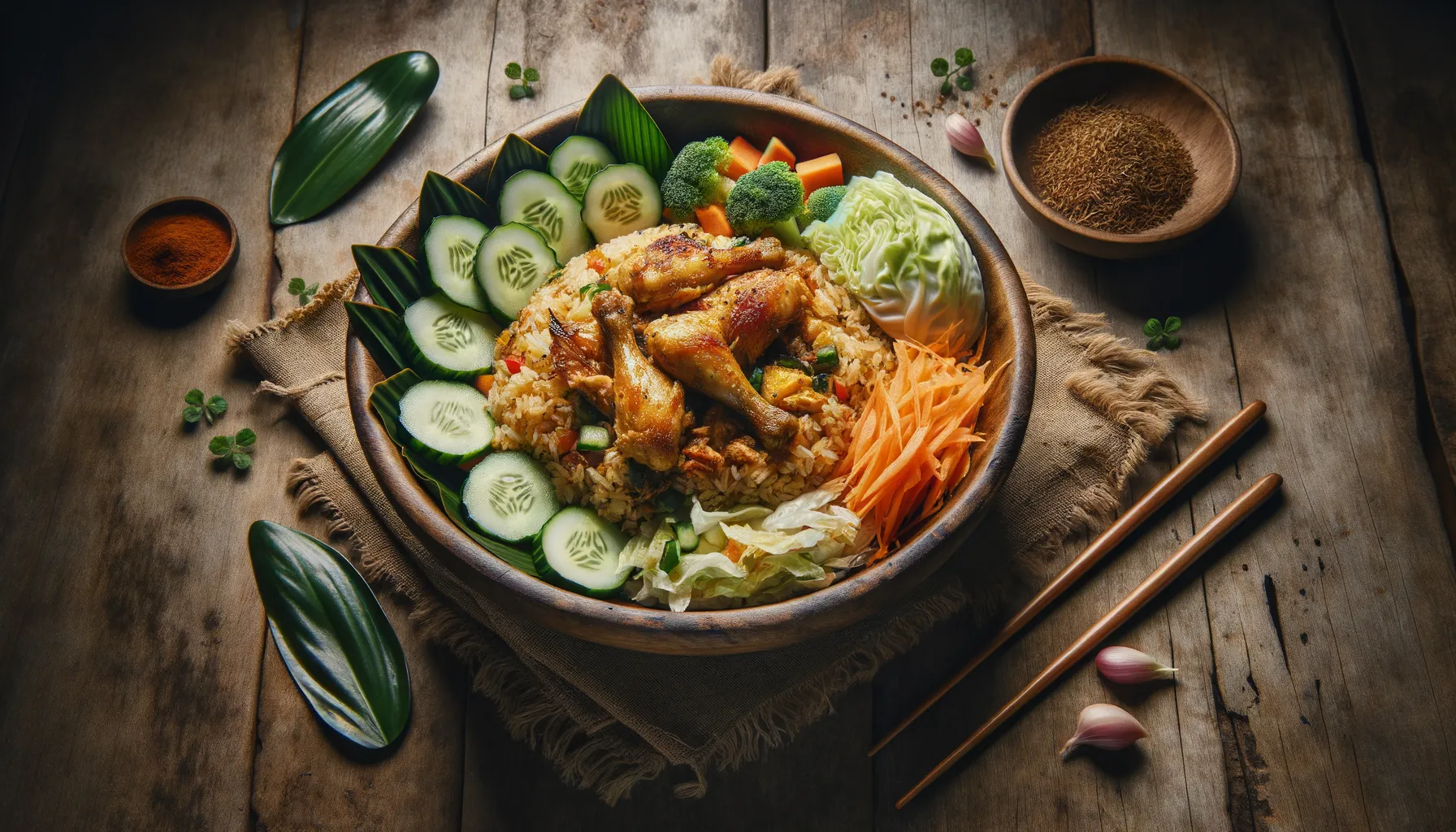 Bild på Nasi goreng med kyckling, råkost